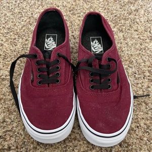 Burgundy and Black Vans